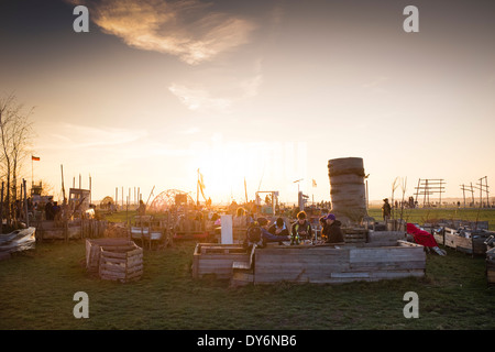 Quartiere Giardino Schillerkiez al parco di Tempelhof di Berlino, Germania Foto Stock