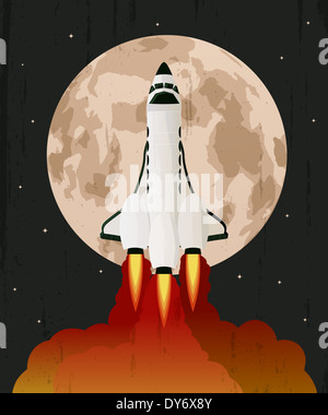 Space Shuttle launch uovere grunge sfondo luna Foto Stock