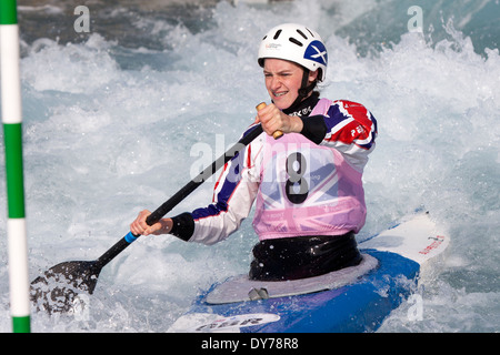 Rachel Houston, Semi-Final C1 donna GB di Canoa Slalom 2014 prove di selezione Lee Valley White Water Centre di Londra, Regno Unito Foto Stock