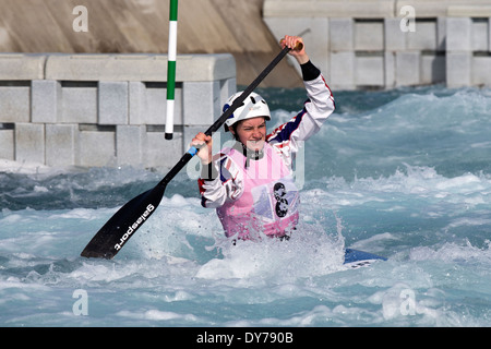 Rachel Houston, Semi-Final C1 donna GB di Canoa Slalom 2014 prove di selezione Lee Valley White Water Centre di Londra, Regno Unito Foto Stock