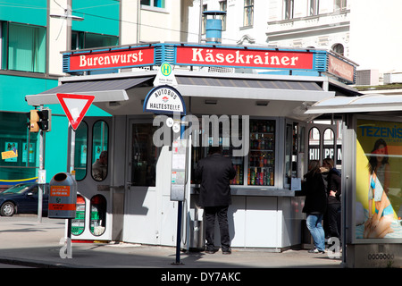 Burenwurst stand in Hoher Markt Vienna Foto Stock