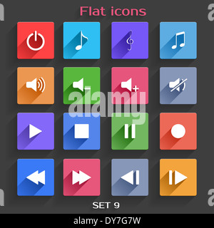 Applicazione Web icone impostato nel design piatto con ombre lunghe Foto Stock