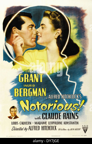 Famigerata - Movie Poster - diretto da Alfred Hitchcock - RKO - 1946 Foto Stock