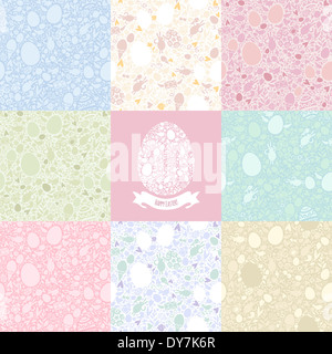 Otto versioni Pasqua Seamless Pattern in sfumature pastello Foto Stock