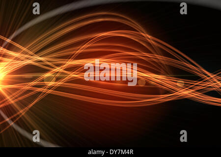 Curva di luce laser design in Orange Foto Stock