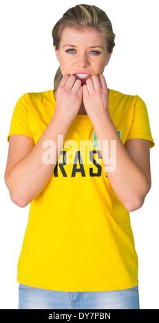 Sistema nervoso appassionato di calcio in Brasile tshirt Foto Stock