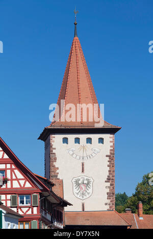 Torre Oberturm, Gengenbach, Valle Kinzig, Foresta Nera, Baden-Württemberg, Germania Foto Stock