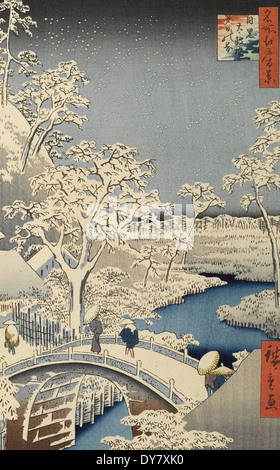 Utagawa Hiroshige Cento famose vedute di Edo - No. 111 Meguro Ponte del tamburo e Sunset Hill Foto Stock