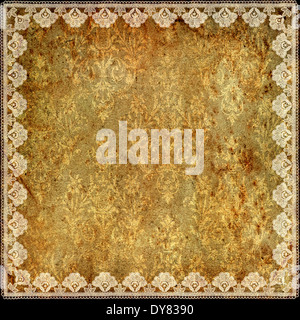 Carta da parati vintage con pizzo floreale frame. sfondo grunge Foto Stock
