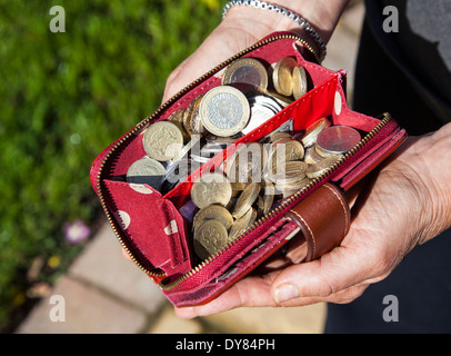 Borsa piena di denaro Foto Stock