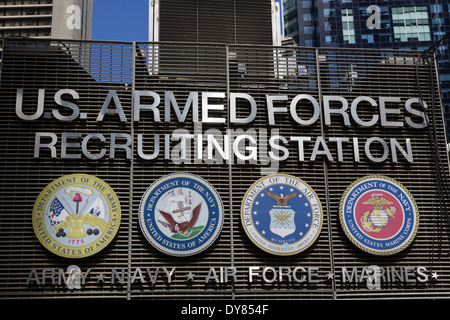 Stati Uniti Forze armate il reclutamento di segno Army Air Force navy e marines Foto Stock