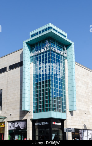 Parte anteriore in vetro di Drake Circus Shopping Centre in Plymouth, Devon Foto Stock