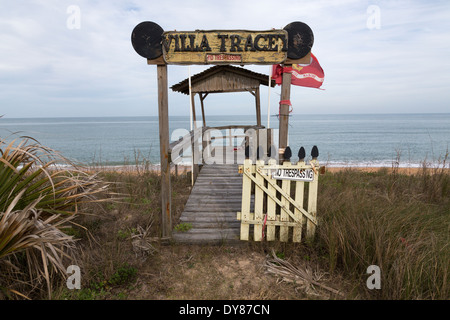 Spiaggia cancello di entrata Cabana, Villa Tracey, Flagler Beach, FL, Stati Uniti d'America Foto Stock