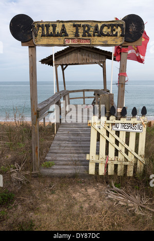 Spiaggia cancello di entrata Cabana, Villa Tracey, Flagler Beach, FL, Stati Uniti d'America Foto Stock