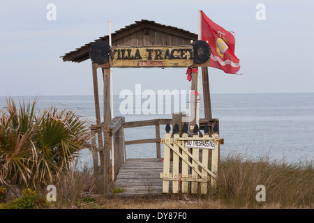 Spiaggia cancello di entrata Cabana, Villa Tracey, Flagler Beach, FL, Stati Uniti d'America Foto Stock