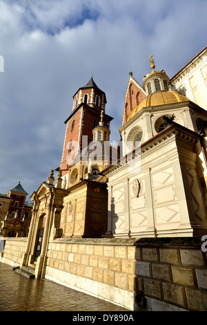 La Cracovia Royal Cattedrale sul colle di Wawel vista laterale. Katedra Wawelska Foto Stock