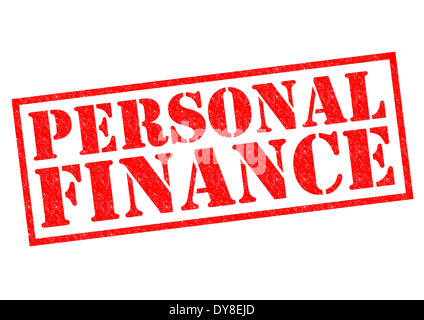 PERSONAL FINANCE rosso timbro di gomma su uno sfondo bianco. Foto Stock