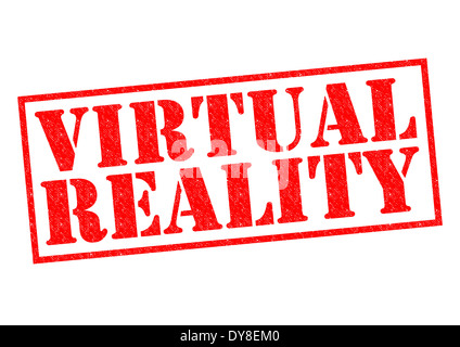 La realtà virtuale red timbro di gomma su uno sfondo bianco. Foto Stock