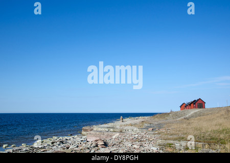 Flat rock coast view all'isola svedese Oland Foto Stock