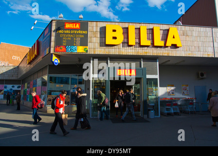 Il supermercato Billa esterno, Florenc, Praga, Repubblica Ceca, Europa Foto Stock