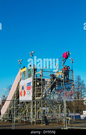 Villaggio Olimpico, Sochi 2014 Olimpiadi invernali, parco tematico Letenske sady park, Praga, Repubblica Ceca, Europa Foto Stock