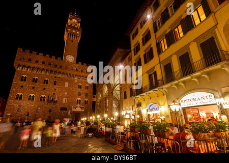 Palazzo Vecchio e Piazza della Signoria, Firenze, Italia Foto Stock