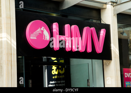 HMV Store, Queen Street, Cardiff, Galles. Foto Stock