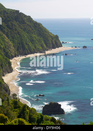 Pomeriggio ad alto angolo di visione dei Cavalieri punto, Haast autostrada, West Coast, Nuova Zelanda Foto Stock