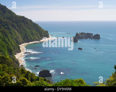 Pomeriggio ad alto angolo di visione dei Cavalieri punto, Haast autostrada, West Coast, Nuova Zelanda Foto Stock