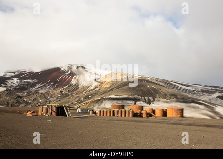 Una vecchia stazione baleniera sull isola Deception nel sud le isole Shetland fuori della Penisola Antartica Foto Stock