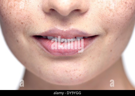 Giovane donna di labbra, close-up Foto Stock