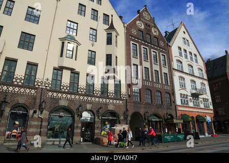 Architettura anseatica di Bergen, Norvegia Foto Stock