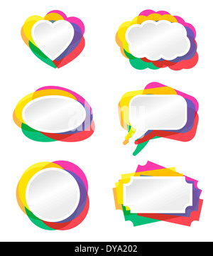 Cuore, bolla e altro banner illustrazione vettoriale con bordo colorato. Foto Stock