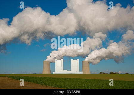 Carbone marrone, Germania, Erft, Europa, Grevenbroich, power station, Neurath, Nordrhein, RWE, Westfalia, Foto Stock