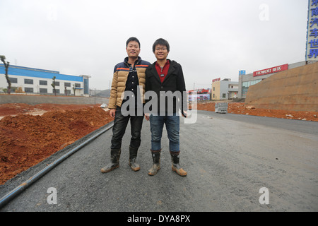 Strada cinese sito in costruzione nello Hunan. Foto Stock