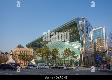 Moderno edificio, Municipio, Corea, Asia, Seoul, architettura, centro città, downtown, vetro, nuovo, turistico Foto Stock