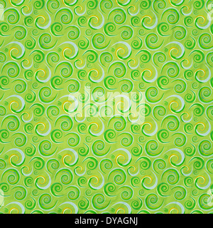 Seamless pattern verde con ornamento ricci Foto Stock