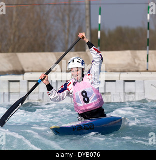 Rachel HOUSTON, B Final C1 donna GB di Canoa Slalom 2014 prove di selezione Lee Valley White Water Centre di Londra, Regno Unito Foto Stock