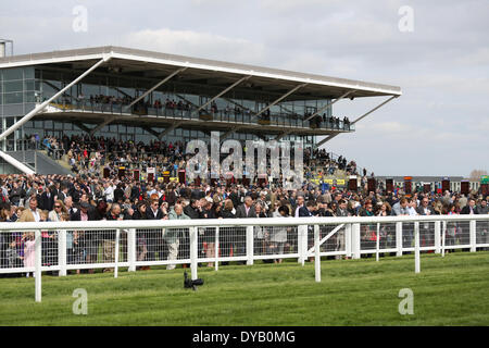 Newbury, Regno Unito. Xii Apr, 2014. Il ammassato folla durante il Dubai Duty Free e nuova alle corse al giorno a Newbury Racecourse Credito: Azione Sport Plus/Alamy Live News Foto Stock