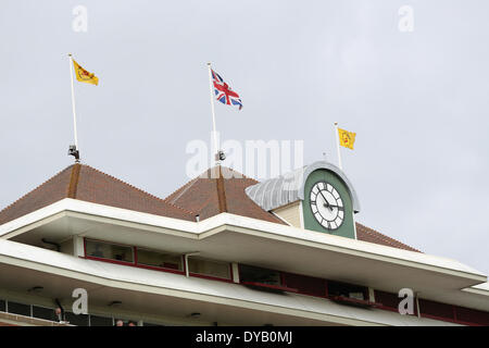 Newbury, Regno Unito. Xii Apr, 2014. Dubai Duty Free e nuova alle corse al giorno a Newbury Racecourse. In tribuna durante l'evento Credito: Azione Sport Plus/Alamy Live News Foto Stock