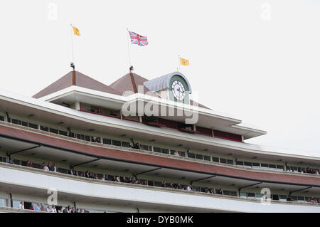 Newbury, Regno Unito. Xii Apr, 2014. Dubai Duty Free e nuova alle corse al giorno a Newbury Racecourse. In tribuna durante l'evento Credito: Azione Sport Plus/Alamy Live News Foto Stock