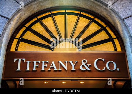 Dettaglio di Tiffany & Co. negozio a Milano Foto Stock