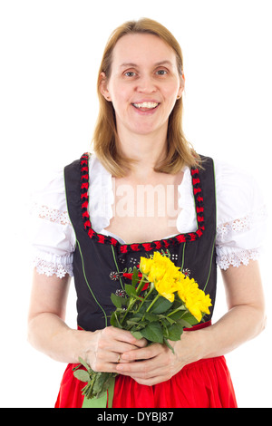 Felice madre con rose avente bella festa della mamma Foto Stock