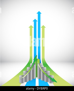 Il verde e il blu leader frecce e illustrazione del grafico Foto Stock