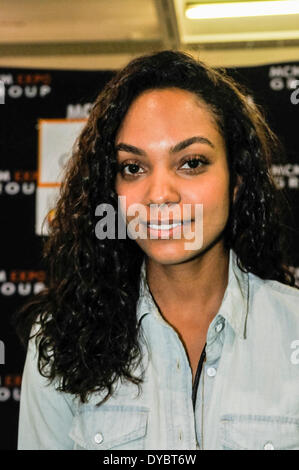 Dublino, Irlanda. 13 apr 2014 - attrice canadese Lyndie Greenwood appare al fumetto di MCM con credito: Stephen Barnes/Alamy Live News Foto Stock