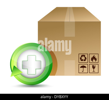 Medical scatola di spedizione design illustrazione su uno sfondo bianco Foto Stock