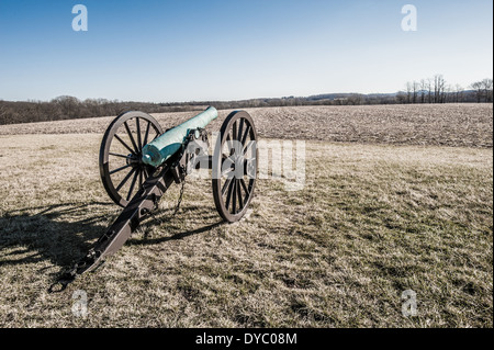 Vecchio canonico impostato sul campo di battaglia di Monocacy sito storico Foto Stock