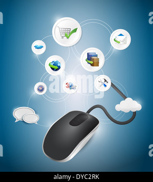 Cavo mouse idea servizi mappa concettuale illustrazione grafica design Foto Stock