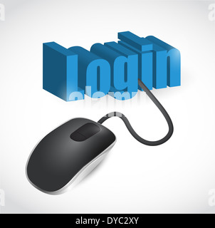 Login Iscriviti e mouse illustration design su bianco Foto Stock