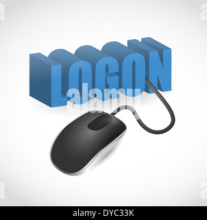 Segno di accesso e mouse illustration design su bianco Foto Stock